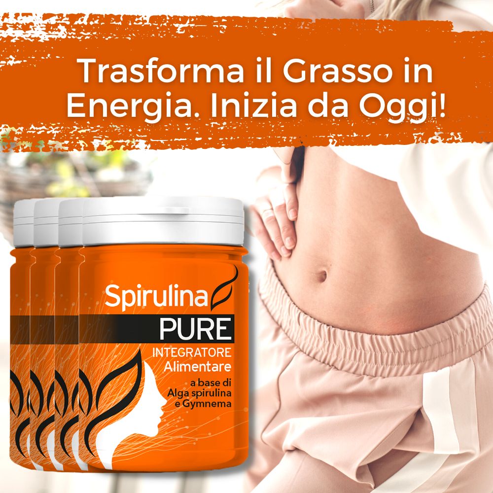 Trasforma il grasso in energia. Spirulina Pure è un integratore alimentare a base di Alga Spirulina