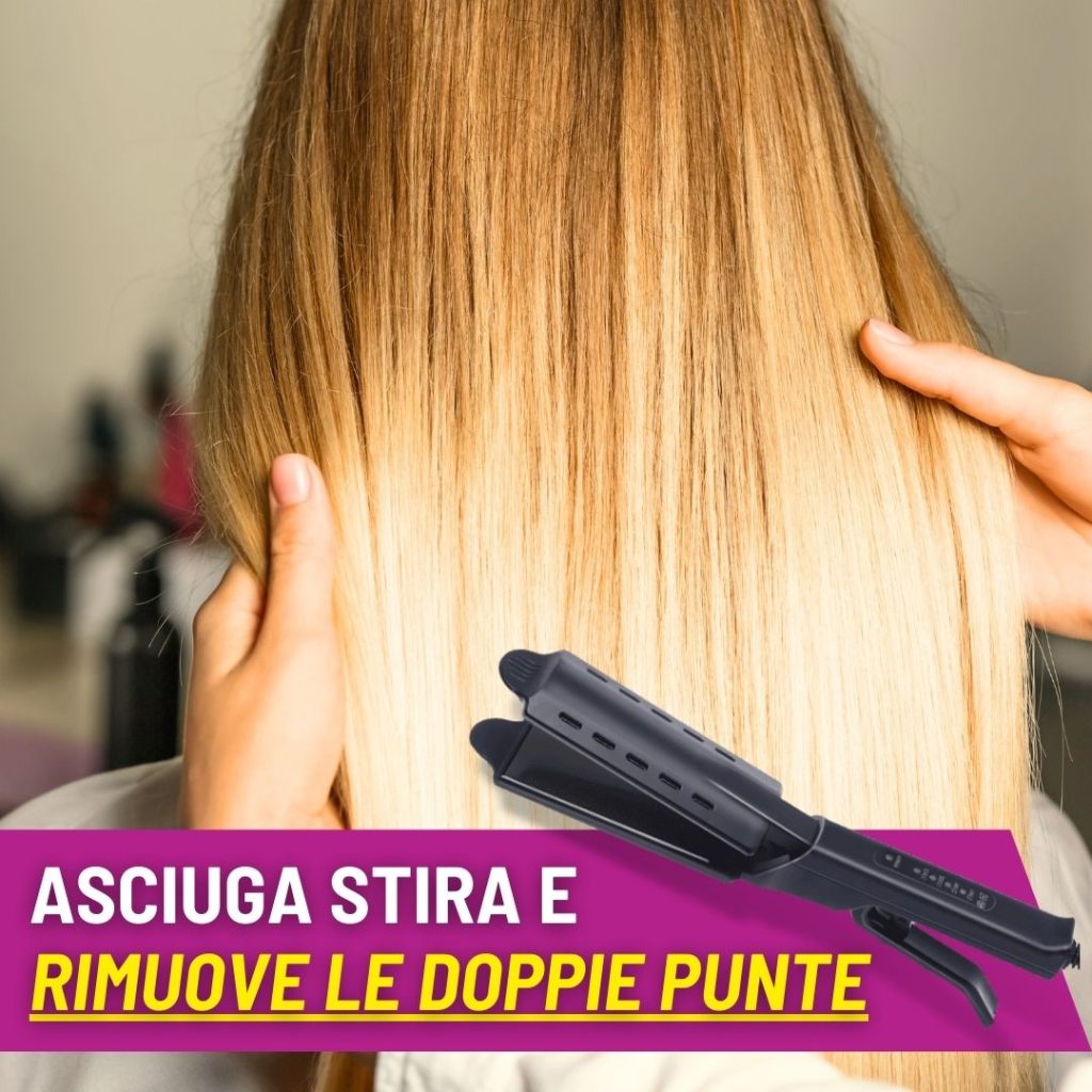 La piastra Hair Pro Style è l'innovativa piastra che permette di asciugare e stirare i capelli in una sola passata. Grazie alla tecnologia integrata di asciugatura, la piastra Hair Pro Style protegge i capelli della bruciatura dovuta all'eccessivo calore dato ai capelli.