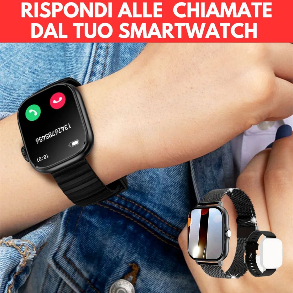 Un moderno watch che offre funzioni avanzate, tra cui chiamate Bluetooth, risposta vivavoce e un sensore di movimento ad alte prestazioni che monitora la frequenza cardiaca, la qualità del sonno e la pressione sanguigna. Con tracciamento GPS e 18 modalità sportive, registra con precisione i dati dell allenamento. L esperienza visiva è eccellente grazie allo schermo quadrato HD da 1,85 pollici e al design elegante con vetro temperato a doppio strato metallico. Ricevi notifiche di chiamate, SMS e SNS direttamente sull orologio.