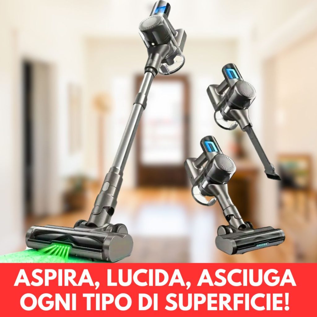 CORDLESS VAC è un aspirapolvere ultraleggera che consente totale libertà di movimento. CORDLESS VAC si può utilizzare su qualsiasi superfice: piastrelle, parquet, tappeti... . Non ha sacco ma ha un serbatoio che una volta terminata la pulizie basterà svuotare premendo su un semplice pulsante.