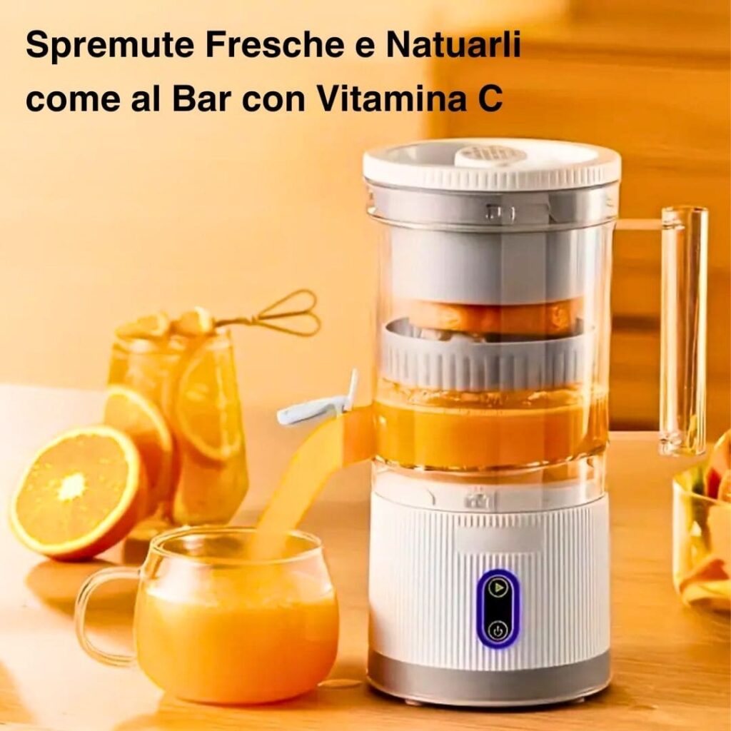 L’ estrattore di succo ha un sistema di estrazione a spirale e con i suoi 45 W di potenza è adatto a spremere frutta di tutte le dimensioni. Un mini frullatore piccolo e portatile da usare ovunque. è tra gli estrattori di succhi uno dei più versatili e potenti, potrai infatti usarlo fino a 30 volte con una sola ricarica. Un estrattore di succo a freddo imprescindibile con una capienza di 200 ml. Usalo per la tua spremuta d’arancia quotidiana o come piccolo frullatore per smoothie. Montaggio semplice e intuitivo ed estremamente facile da pulire